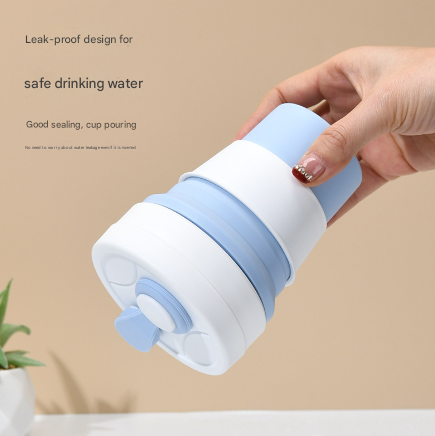 2 Pcs Light Blue 350ml Collapsible Silicone Travel Cup - Portable, Leak-Proof & Food-Grade Drinking Mug with Lid, Insulating Sleeve & Straw 6