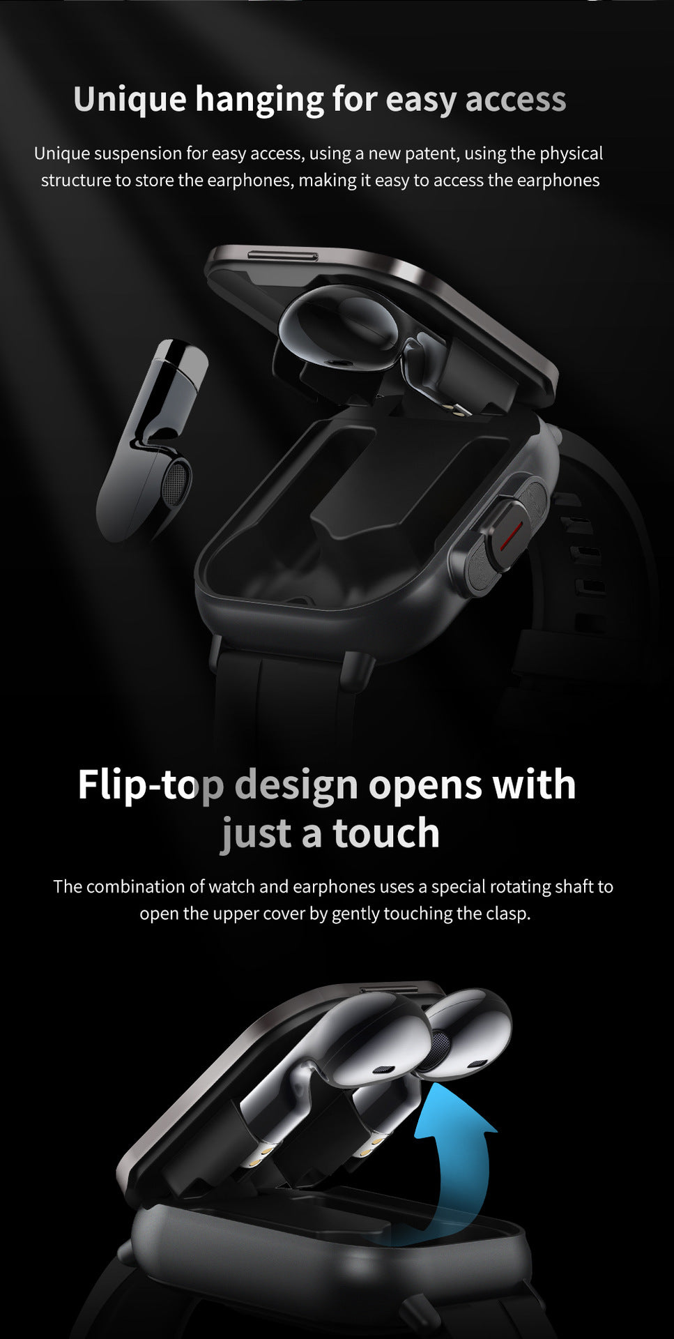 Beige TPU Strap 2-in-1 Smartwatch with Built-in Earbuds - 2.01 HD Touchscreen 6