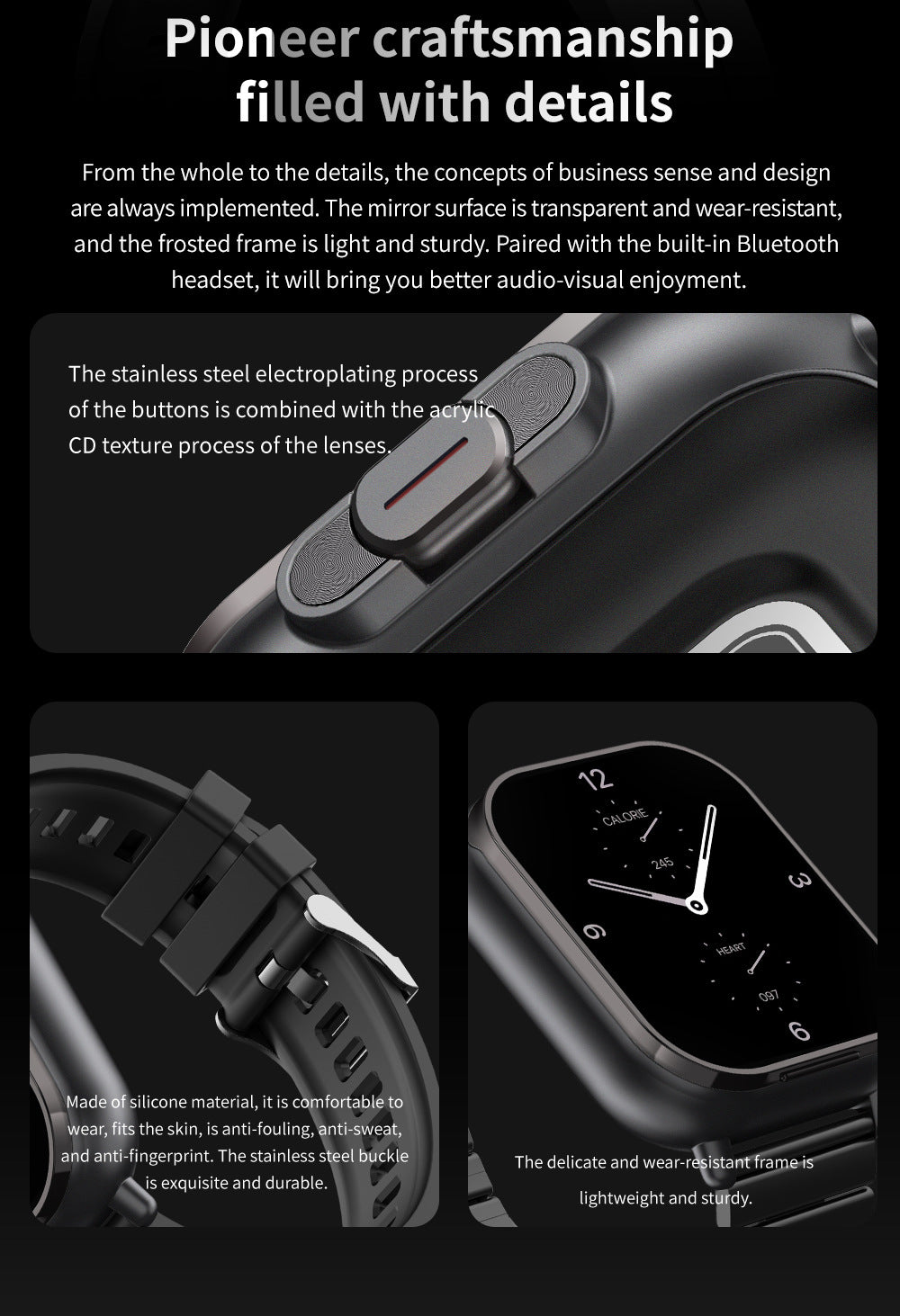 Beige TPU Strap 2-in-1 Smartwatch with Built-in Earbuds - 2.01 HD Touchscreen 7