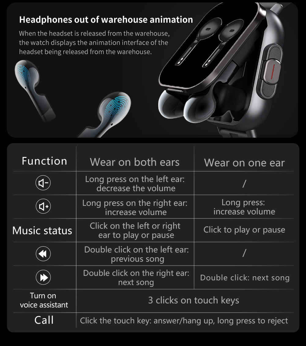 Beige TPU Strap 2-in-1 Smartwatch with Built-in Earbuds - 2.01 HD Touchscreen 9