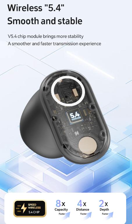 Black Feather-Light TWS Earbuds - Bluetooth 5.4, Hi-Fi Sound, LED Display Case, 60H+ Playtime, Touch Control 6