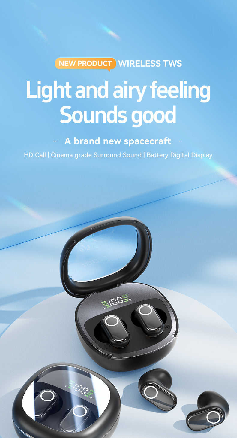 Beige Feather-Light TWS Earbuds - Bluetooth 5.4, Hi-Fi Sound, LED Display Case, 60H+ Playtime, Touch Control 3