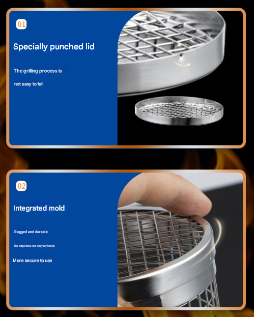 2 Pcs Size L Silver Rolling Stainless Steel BBQ Grill Basket - Cylindrical Grilling Cage for Veggies, Meats & More (304 Food-Grade) 5