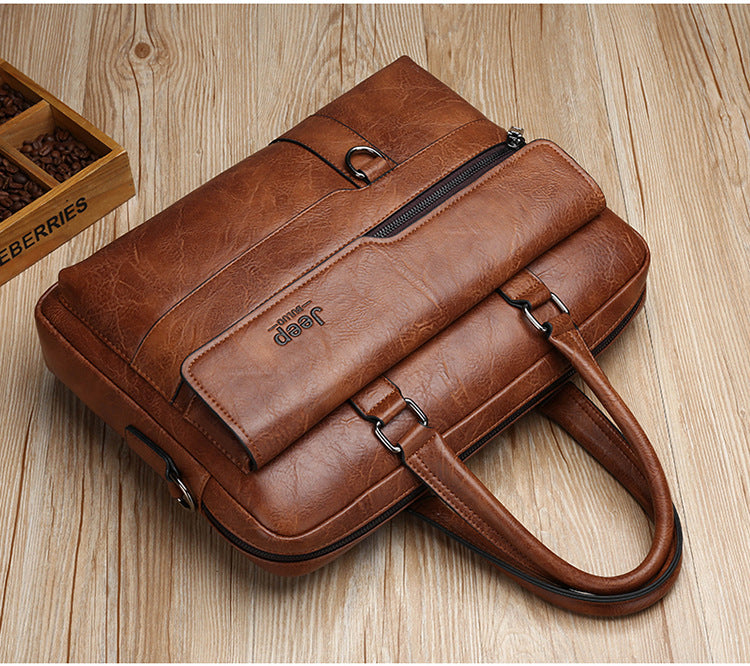 Black Men's PU Leather Briefcase - Vintage Style Laptop Messenger Bag, Crossbody Satchel for Business & Casual 5
