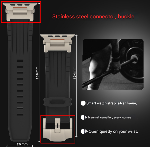Dark Grey Rugged Tactical Silicone Strap for Apple Watch Ultra & Series - Heavy-Duty Metal Clasp 7