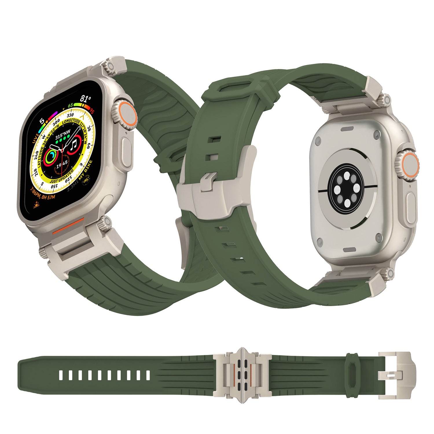White Rugged Tactical Silicone Strap for Apple Watch Ultra & Series - Heavy-Duty Metal Clasp 4