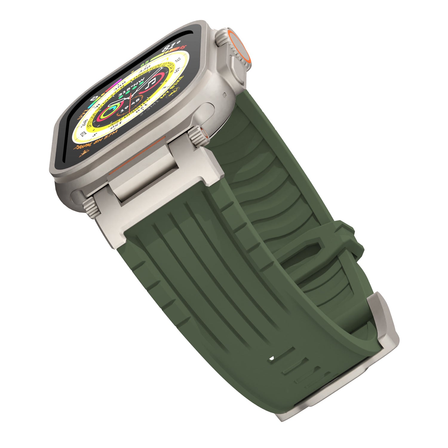 White Rugged Tactical Silicone Strap for Apple Watch Ultra & Series - Heavy-Duty Metal Clasp 5