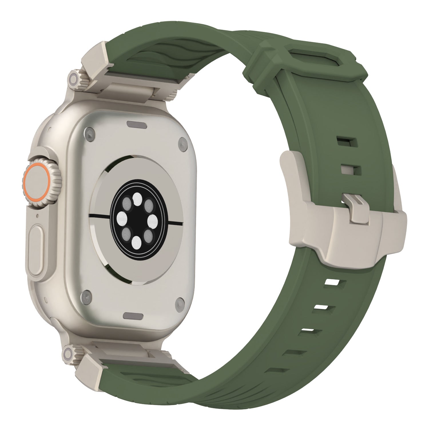 White Rugged Tactical Silicone Strap for Apple Watch Ultra & Series - Heavy-Duty Metal Clasp 6
