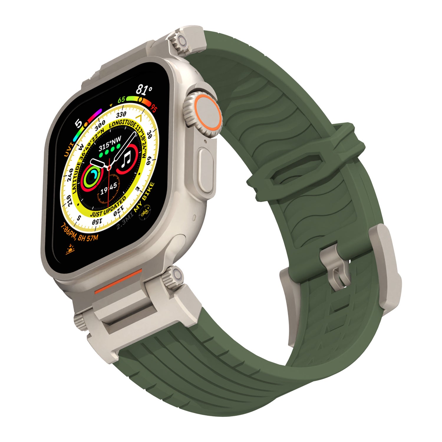 White Rugged Tactical Silicone Strap for Apple Watch Ultra & Series - Heavy-Duty Metal Clasp 7