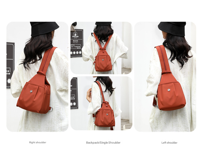 Orange Versatile Women's Convertible Mini Backpack & Sling Bag - Stylish Anti-Theft Oxford Cloth Daypack, Fits 9.7in iPad 7