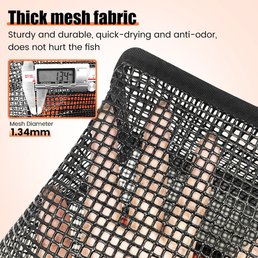 1 Piece Orange and Black Durable Collapsible Fishing Keepnet - Large 40.5L Quick-Dry Coated Nylon Fish Basket for Live Bait & Catch 3