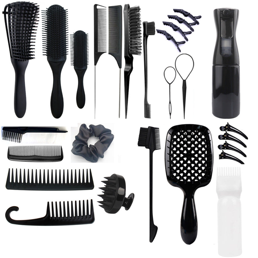 Black Ultimate 27-Piece Hair Styling & Care Kit - Detangling Brushes, Combs, Scalp Massager & Salon Accessories
