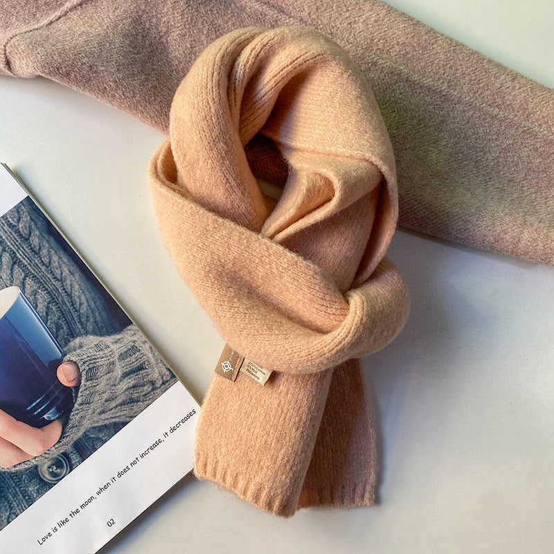 Pink Luxuriously Soft Wool Blend Knit Scarf - Cozy Warm Solid Colour Unisex Winter Essential