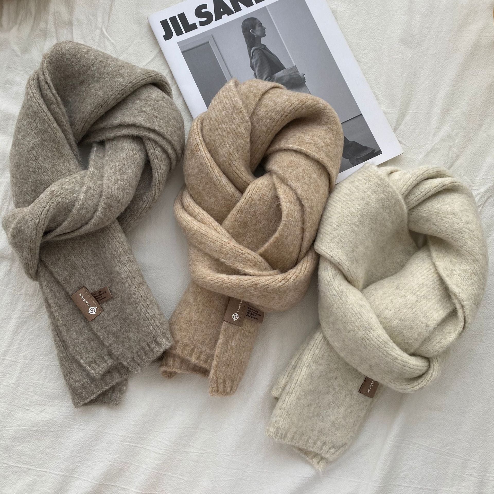 Pink Luxuriously Soft Wool Blend Knit Scarf - Cozy Warm Solid Colour Unisex Winter Essential
