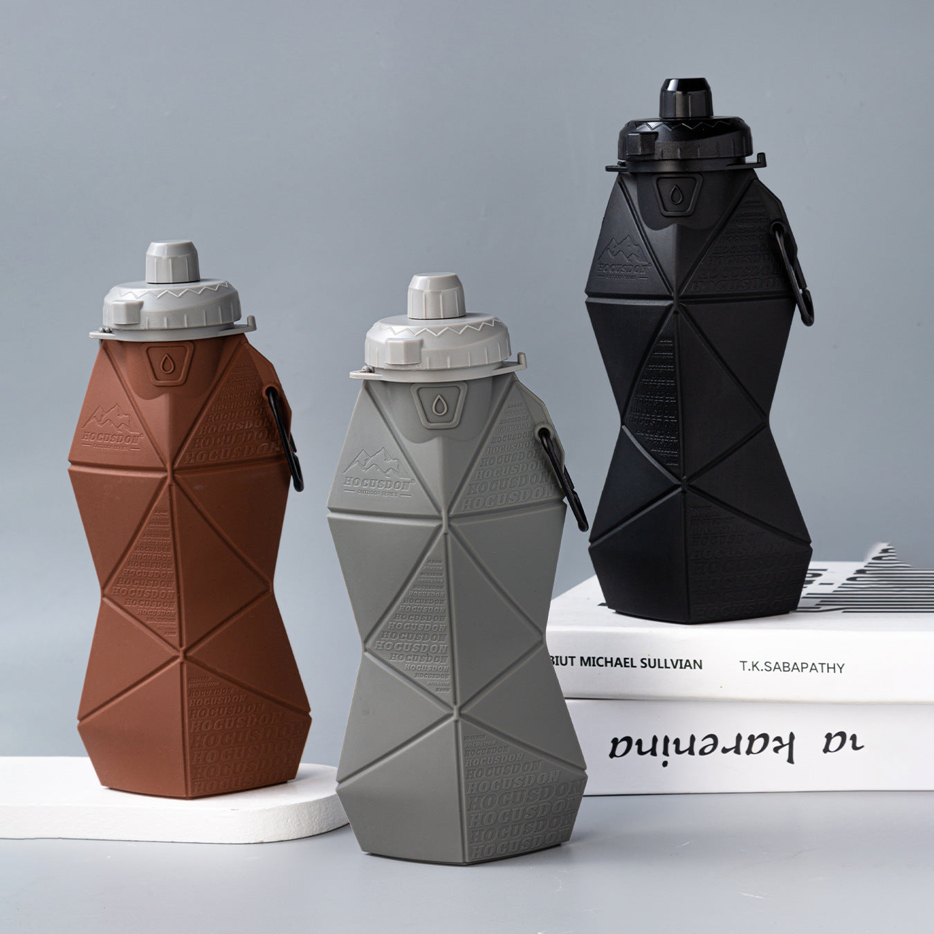 Dark Grey and Grey Cup Lid Ultimate Foldable Silicone Water Bottle - Lightweight Leakproof Travel & Sports Hydration - 700ml 4