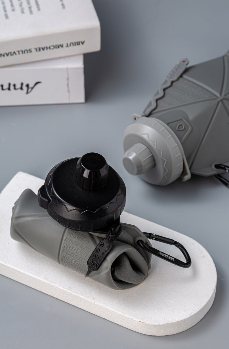 Dark Grey and Grey Cup Lid Ultimate Foldable Silicone Water Bottle - Lightweight Leakproof Travel & Sports Hydration - 700ml 8