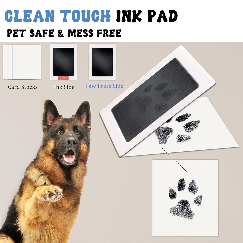 Black and White Pet Paw Print Keepsake Photo Frame Kit - Mess-Free Ink Pad for Dogs & Cats, Dual Photo & Print Display 3