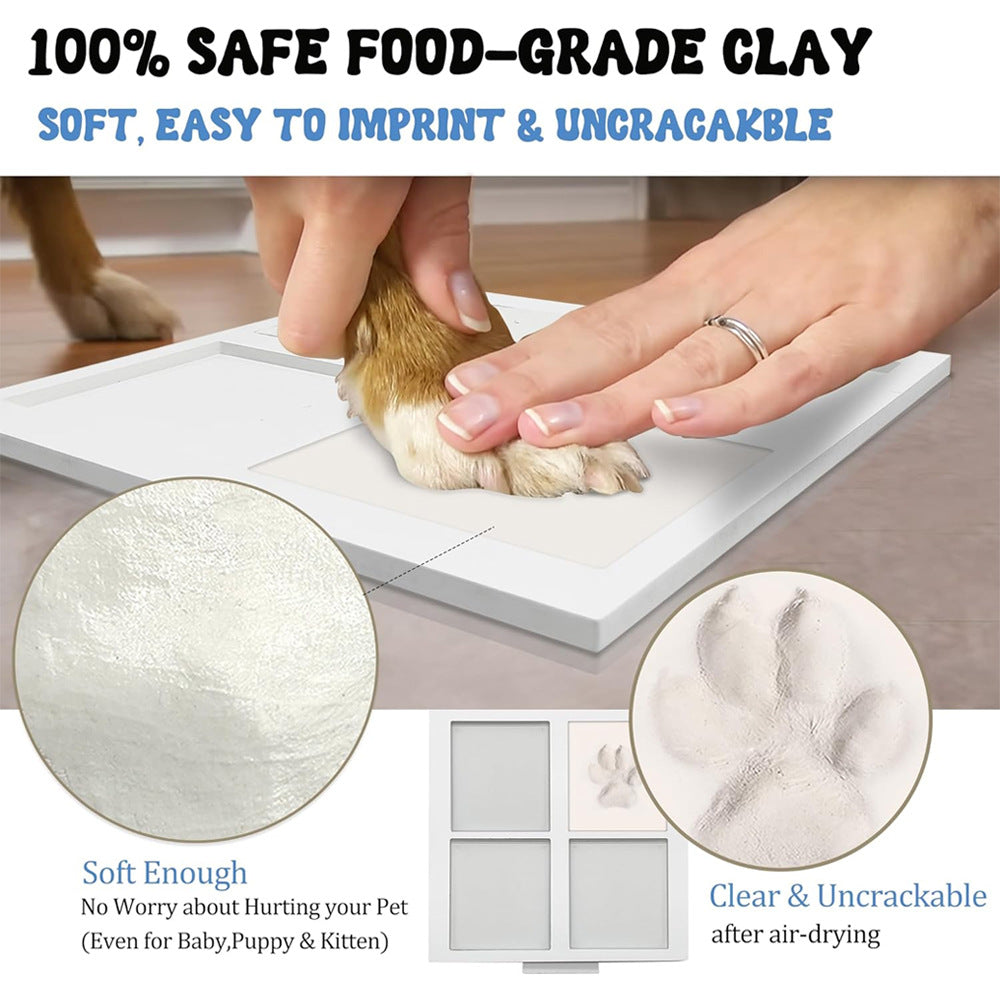 Black and White Pet Paw Print Keepsake Photo Frame Kit - Mess-Free Ink Pad for Dogs & Cats, Dual Photo & Print Display 4