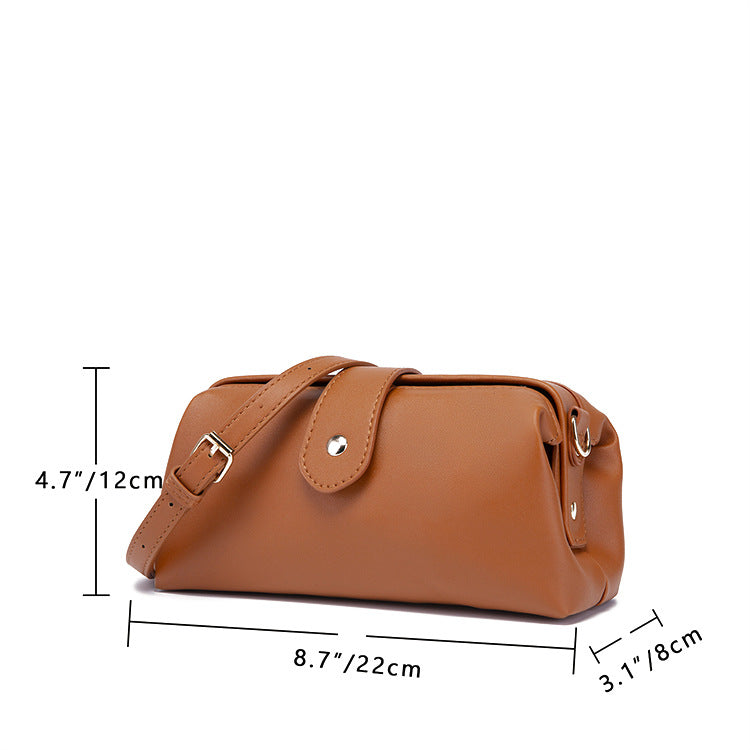 Brown Chic Vintage Inspired PU Leather Crossbody Bag - Small Frame Doctor Style Purse with Adjustable Strap 3