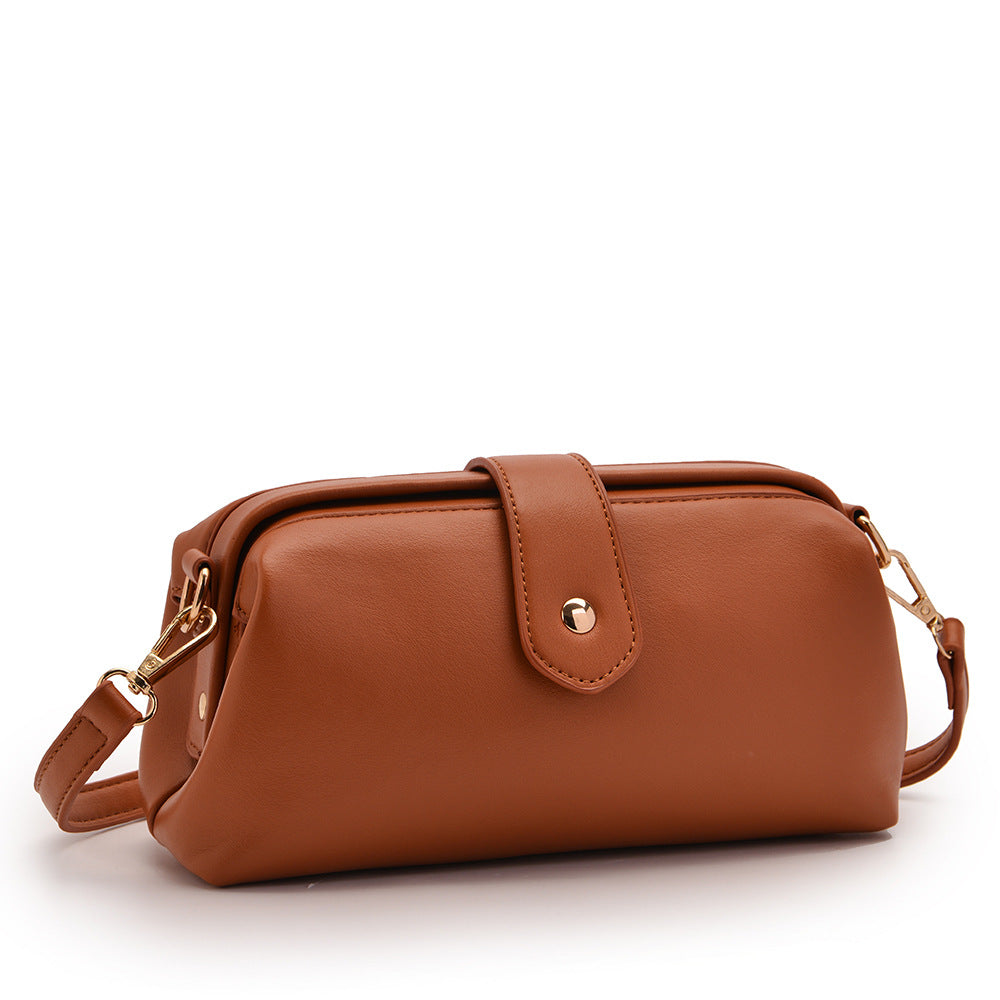 Brown Chic Vintage Inspired PU Leather Crossbody Bag - Small Frame Doctor Style Purse with Adjustable Strap 4