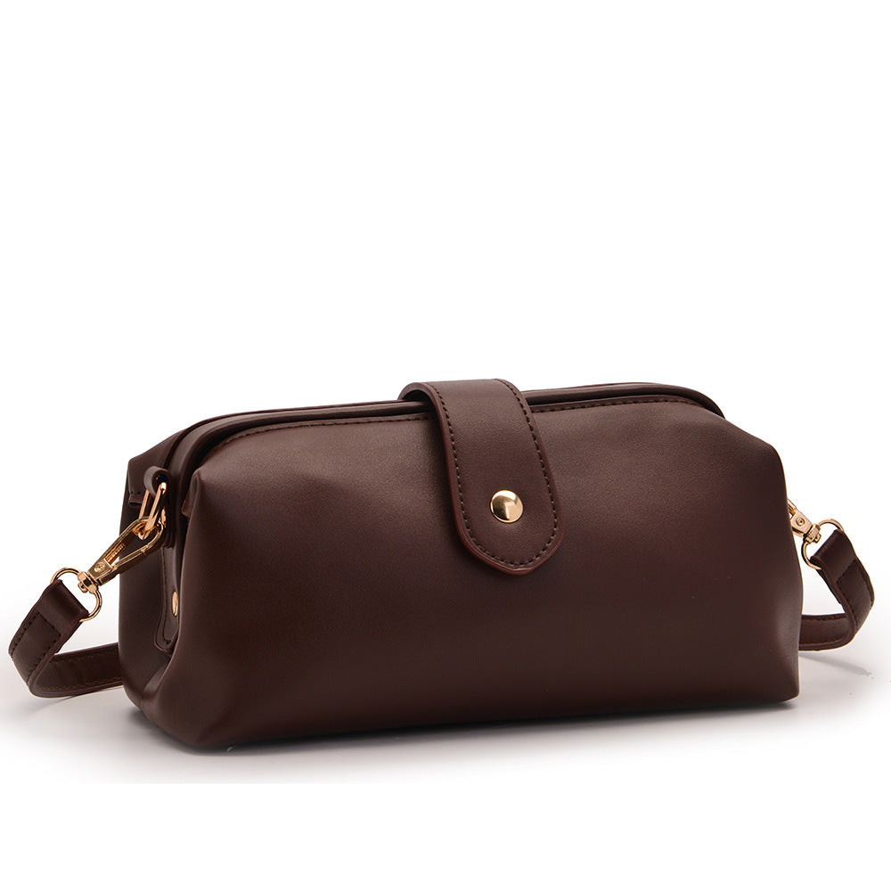 Coffee Chic Vintage Inspired PU Leather Crossbody Bag - Small Frame Doctor Style Purse with Adjustable Strap 4