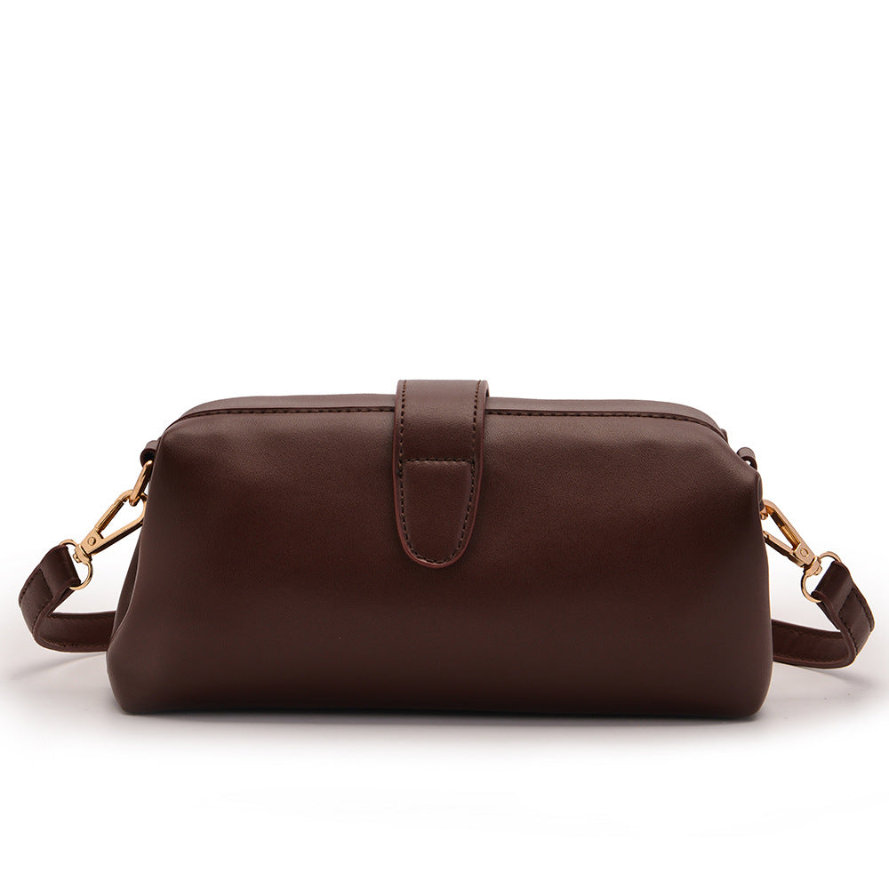 Coffee Chic Vintage Inspired PU Leather Crossbody Bag - Small Frame Doctor Style Purse with Adjustable Strap 5