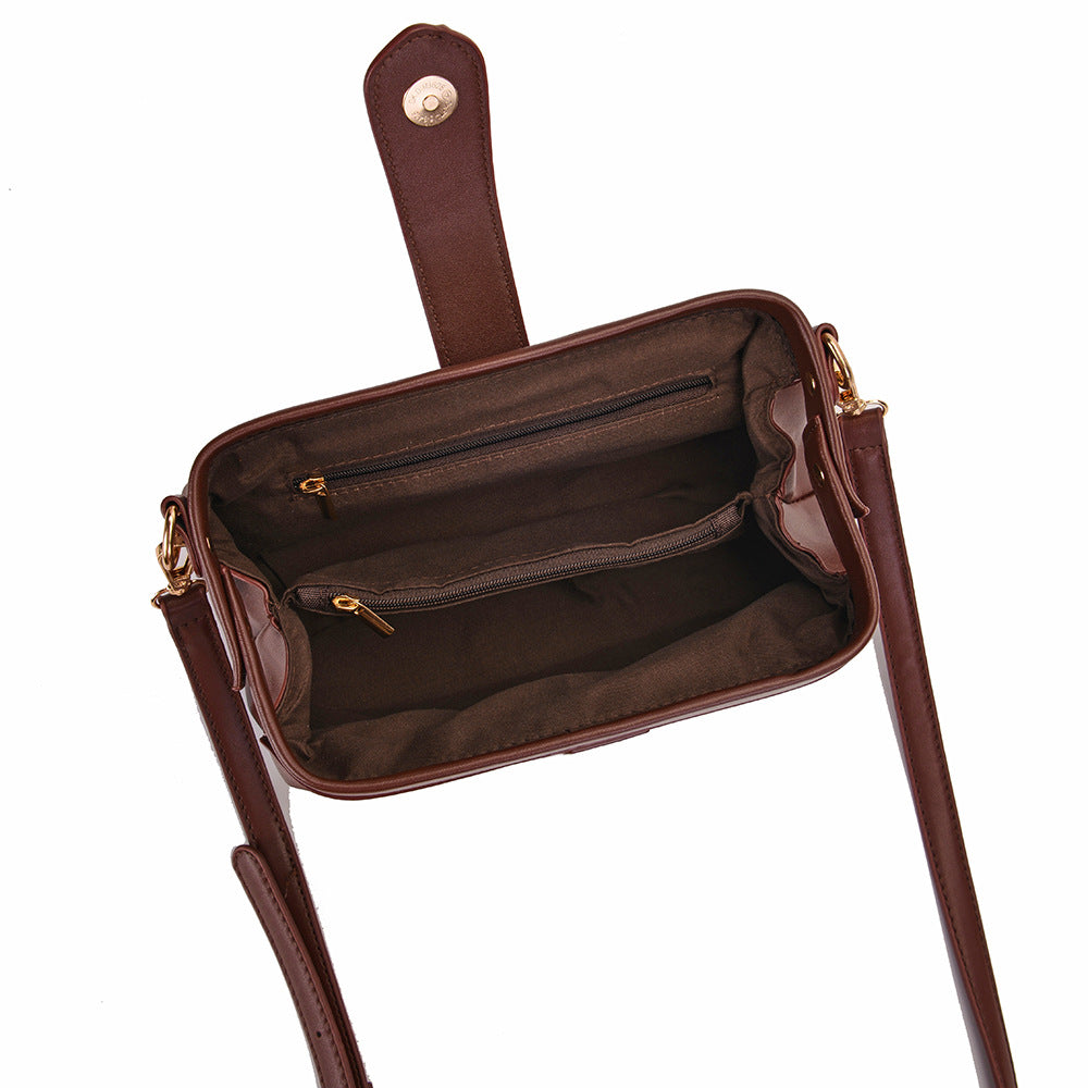 Coffee Chic Vintage Inspired PU Leather Crossbody Bag - Small Frame Doctor Style Purse with Adjustable Strap 7