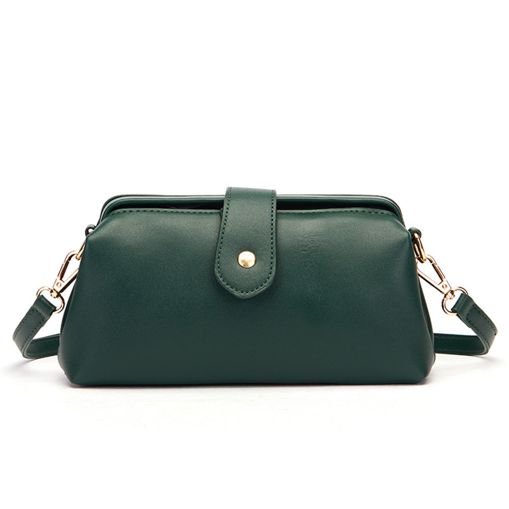 Dark Green Chic Vintage Inspired PU Leather Crossbody Bag - Small Frame Doctor Style Purse with Adjustable Strap 4
