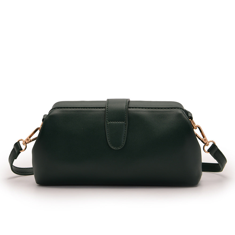 Dark Green Chic Vintage Inspired PU Leather Crossbody Bag - Small Frame Doctor Style Purse with Adjustable Strap 5