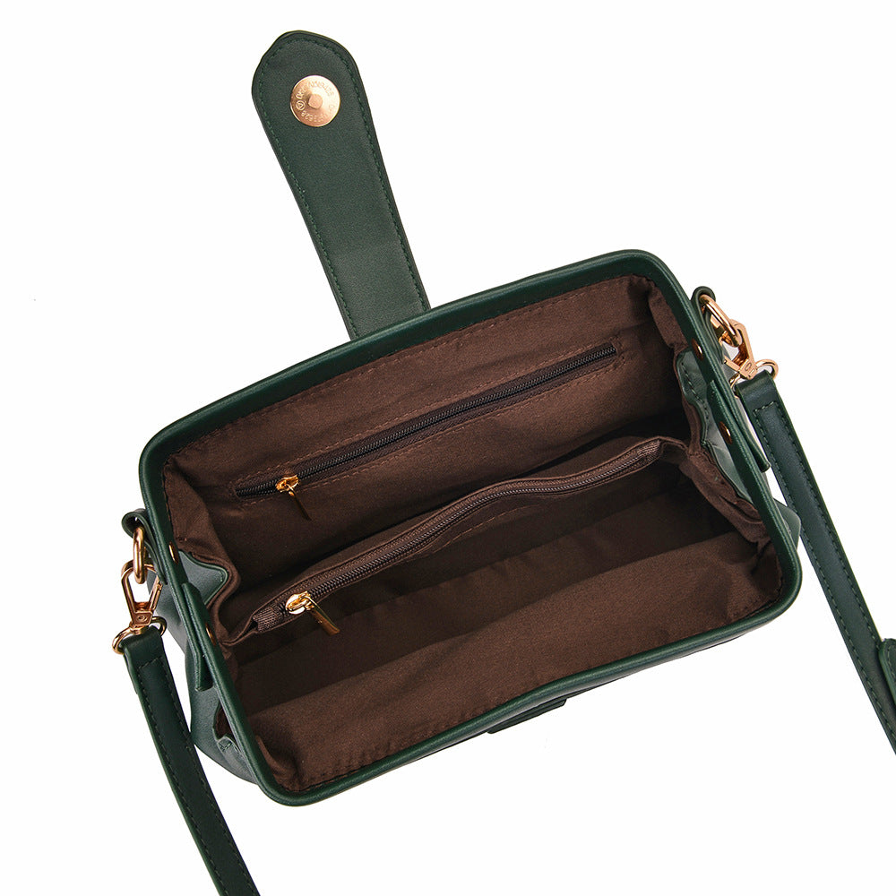 Dark Green Chic Vintage Inspired PU Leather Crossbody Bag - Small Frame Doctor Style Purse with Adjustable Strap 6