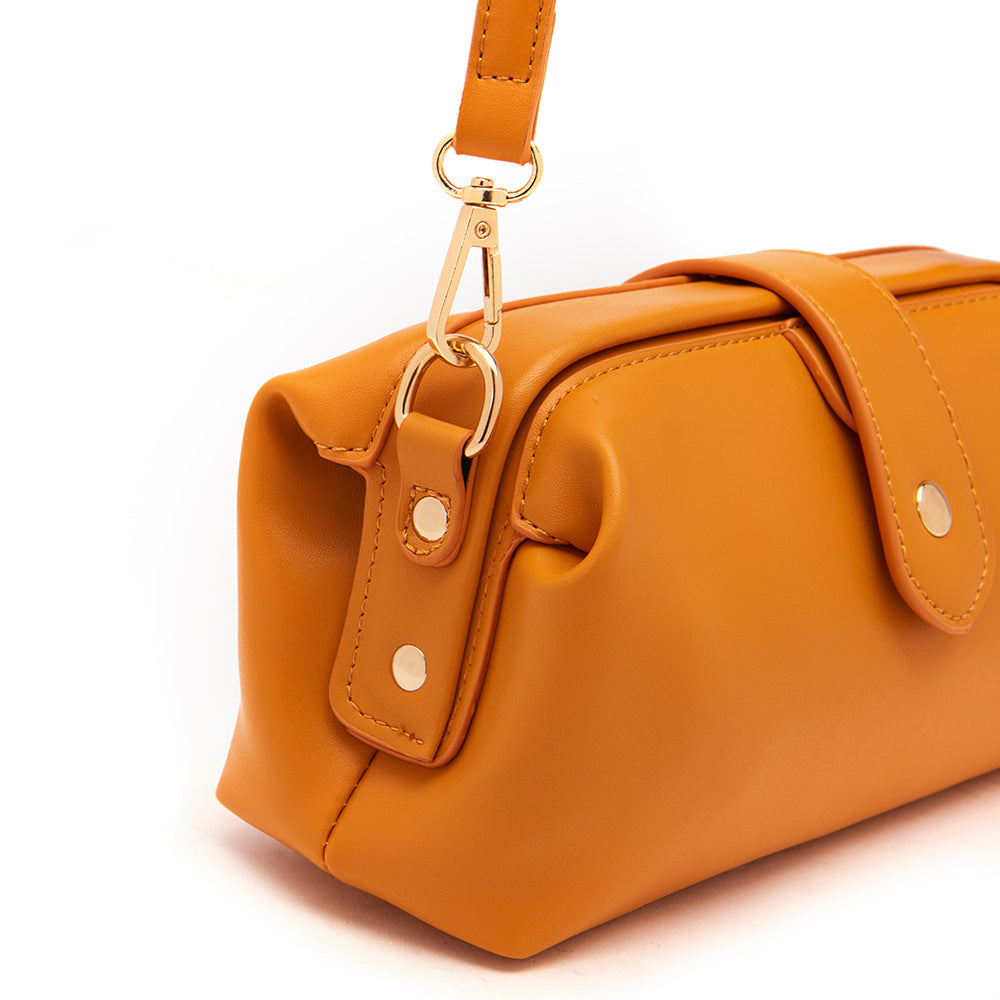 Yellow Chic Vintage Inspired PU Leather Crossbody Bag - Small Frame Doctor Style Purse with Adjustable Strap 6