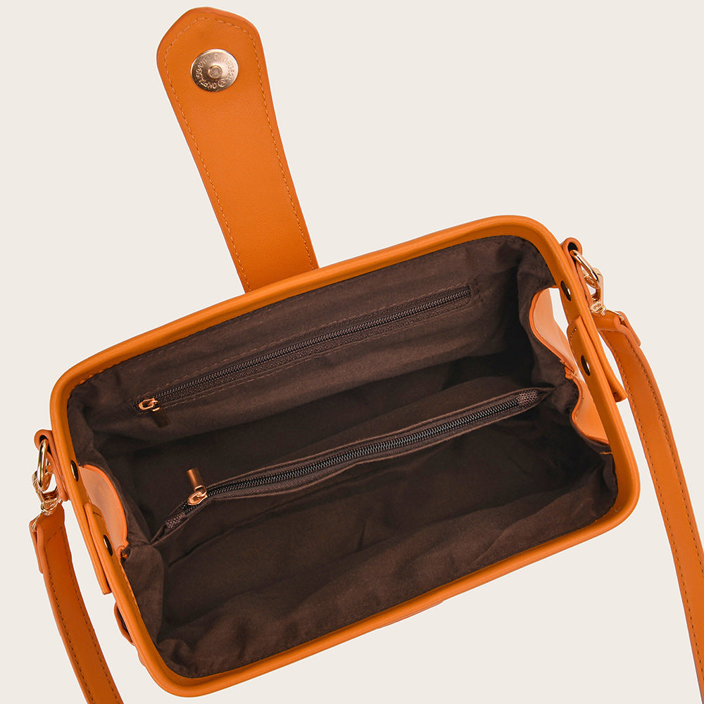 Yellow Chic Vintage Inspired PU Leather Crossbody Bag - Small Frame Doctor Style Purse with Adjustable Strap 7