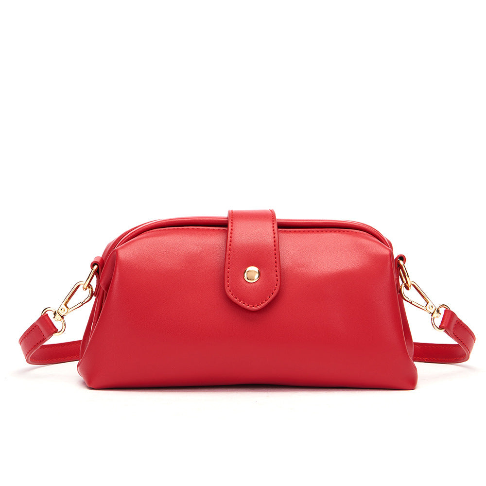 Red Chic Vintage Inspired PU Leather Crossbody Bag - Small Frame Doctor Style Purse with Adjustable Strap 4