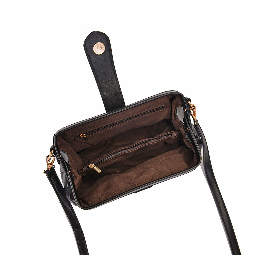 Black Chic Vintage Inspired PU Leather Crossbody Bag - Small Frame Doctor Style Purse with Adjustable Strap 6