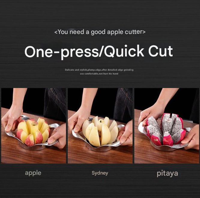 Silver Premium Apple Slicer Corer - Heavy Duty Stainless Steel Fruit Cutter, 12-Slice Divider Kitchen Gadget 3