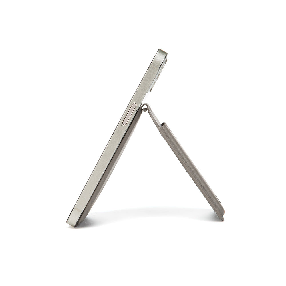 Light Grey Chic MagSafe Wallet with Mirror & Stand - PU Leather Card Holder for iPhone 12-16 Series 4
