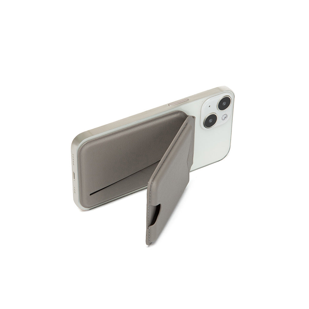 Brown Chic MagSafe Wallet with Mirror & Stand - PU Leather Card Holder for iPhone 12-16 Series 3