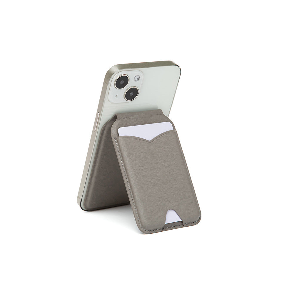 Brown Chic MagSafe Wallet with Mirror & Stand - PU Leather Card Holder for iPhone 12-16 Series 7