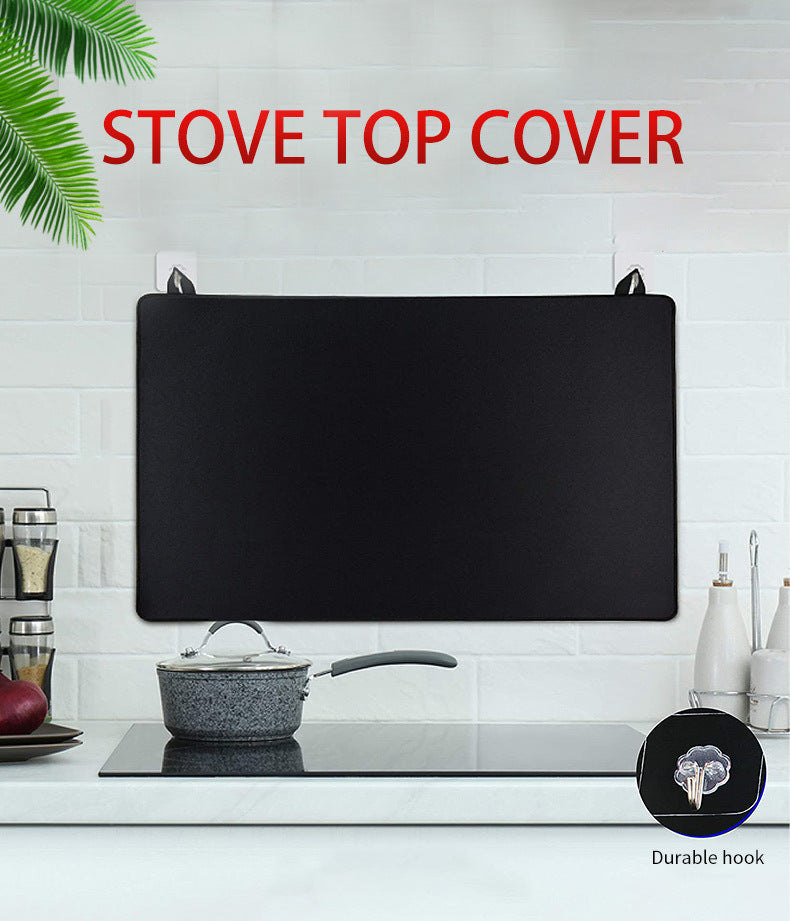 Black Premium Heat Resistant Stovetop Protector Mat - Waterproof, Anti-Slip & Easy Clean Kitchen Guard (61.5x53cm)