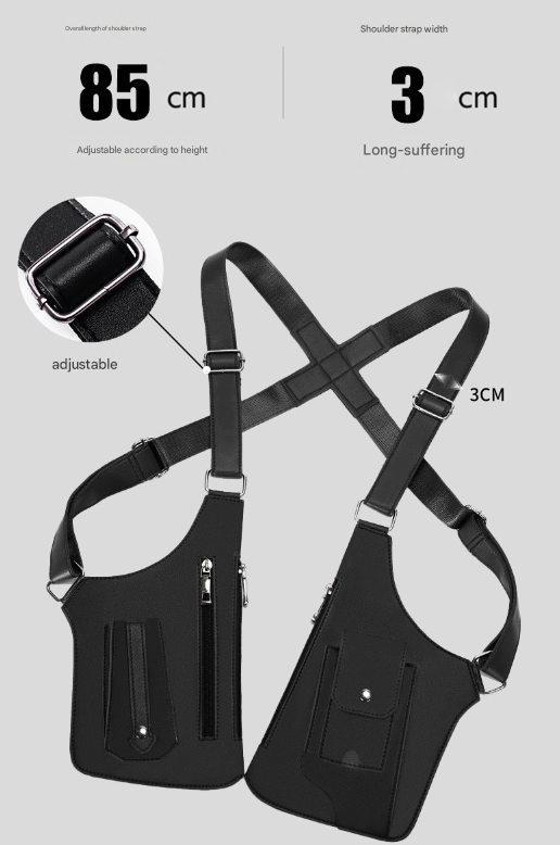 Brown Urban Tactical Anti-Theft Shoulder Holster Bag - Secure Multi-Pocket Chest Rig for Men 3