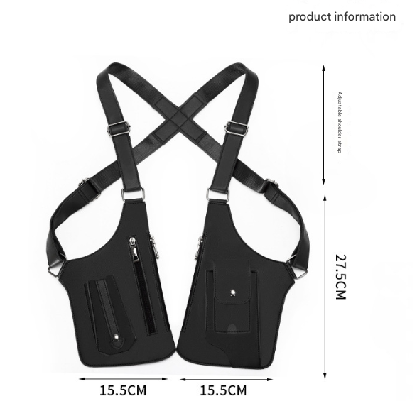 Brown Urban Tactical Anti-Theft Shoulder Holster Bag - Secure Multi-Pocket Chest Rig for Men 4