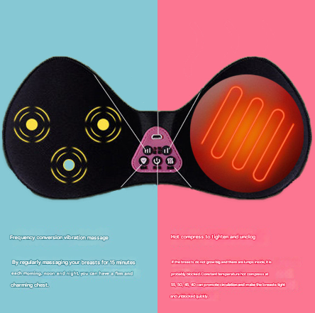 Size XL Blue Wireless Electric Breast Massager Bra - 5 Modes Vibration & 3 Heat Levels for Lifting Comfort & Wellness 4