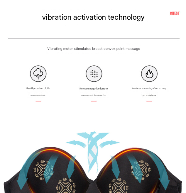 Size XXL Blue Wireless Electric Breast Massager Bra - 5 Modes Vibration & 3 Heat Levels for Lifting Comfort & Wellness 5