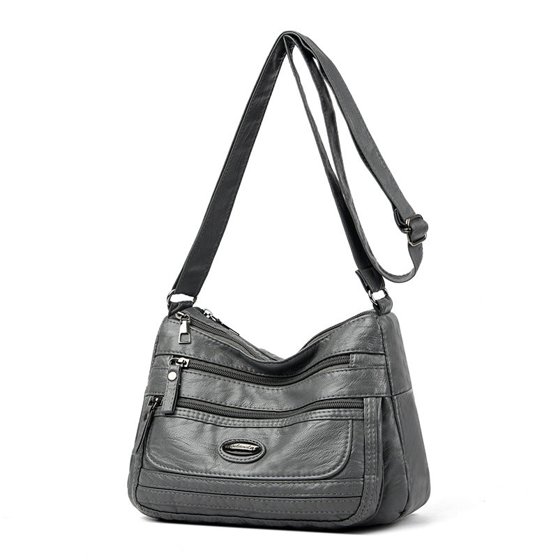 White Women's Soft Washed PU Leather Crossbody Bag - Multi-Pocket Casual Shoulder Purse for Everyday Organization 3