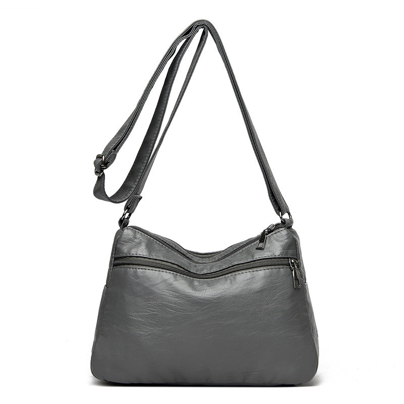 White Women's Soft Washed PU Leather Crossbody Bag - Multi-Pocket Casual Shoulder Purse for Everyday Organization 5