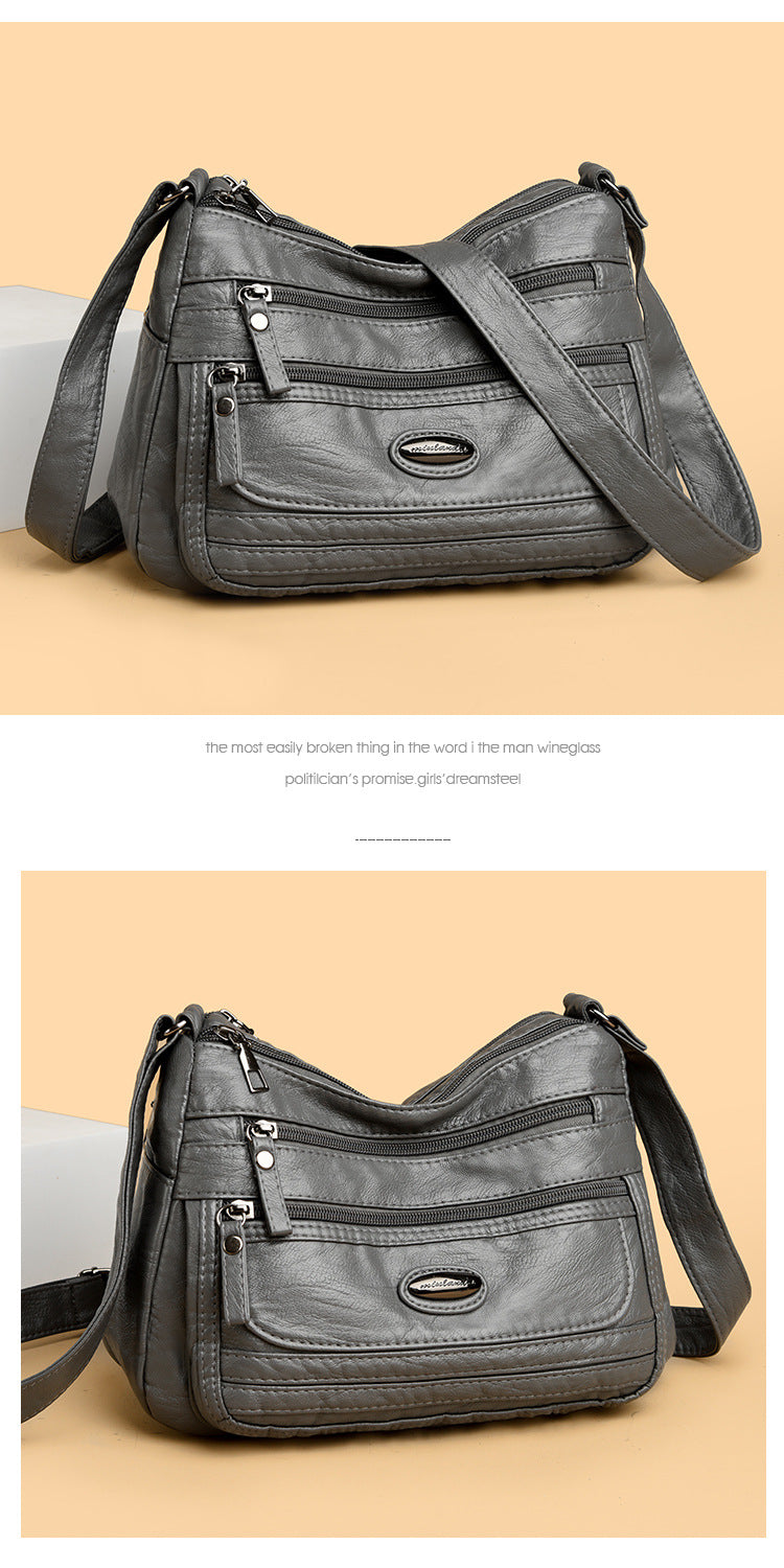 White Women's Soft Washed PU Leather Crossbody Bag - Multi-Pocket Casual Shoulder Purse for Everyday Organization 6