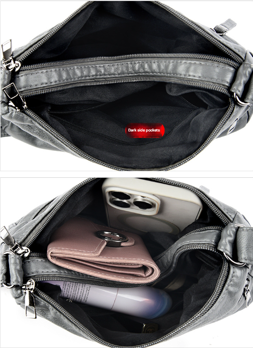 White Women's Soft Washed PU Leather Crossbody Bag - Multi-Pocket Casual Shoulder Purse for Everyday Organization 7