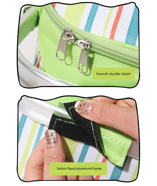 Pink and Floral Pattern Large 27L Foldable Insulated Picnic Basket Cooler Bag - Lightweight Thermal Hamper with Aluminum Handles for Outdoor, Shopping & Camping 8