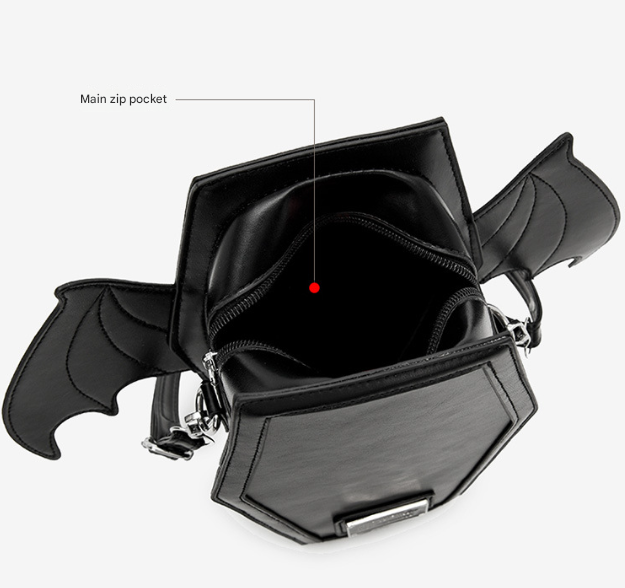 Black Gothic Coffin Bat Wing Convertible Crossbody Bag - Punk PU Leather Shoulder Purse & Mini Backpack 4