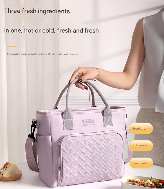 Purple Chic Insulated Lunch Tote Bag - 11L Large Capacity Cooler for Work, Picnic & Travel - Durable Oxford Fabric 3